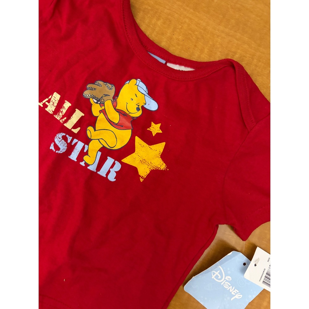 Disney Winnie the Pooh All Star Red Graphic Tee Shirt Vintage Y2K 6/9M NWT